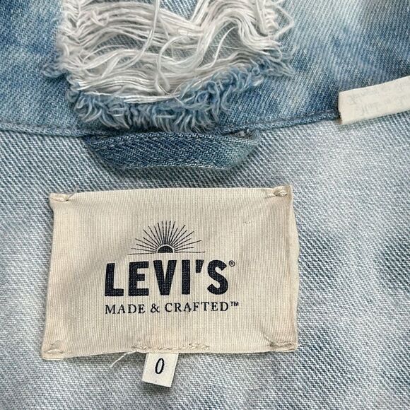 Levi's Made & Crafted Boxy Tie Dyed Denim Trucker Jacket Blue White Size 0 - Picture 11 of 12